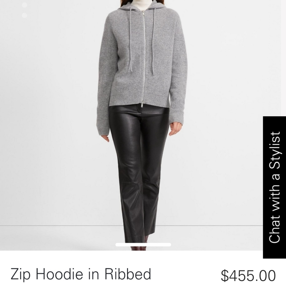 Theory Zip Hoodie in Ribbed Cashmere - CAMEL COLOR